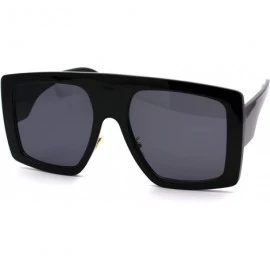 Oversized Retro Flat Top Oversize Rectangular Mobster Sunglasses - All Black - CH18UTH0NYZ $10.12
