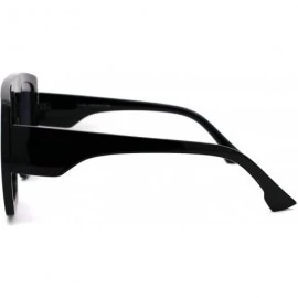 Oversized Retro Flat Top Oversize Rectangular Mobster Sunglasses - All Black - CH18UTH0NYZ $10.12