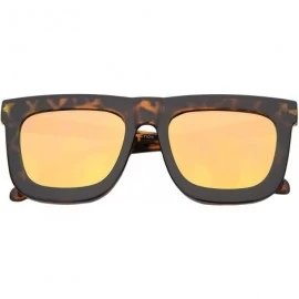 Wayfarer High Fashion Horn Rimmed Flash Mirror Flat Lens Bold Square Sunglasses 65mm - Tortoise-gold / Orange Mirror - C0128B...