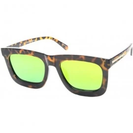 Wayfarer High Fashion Horn Rimmed Flash Mirror Flat Lens Bold Square Sunglasses 65mm - Tortoise-gold / Orange Mirror - C0128B...