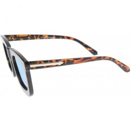Wayfarer High Fashion Horn Rimmed Flash Mirror Flat Lens Bold Square Sunglasses 65mm - Tortoise-gold / Orange Mirror - C0128B...