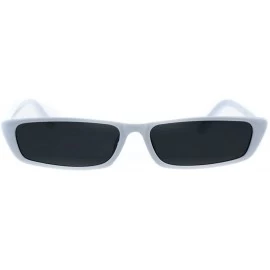Rectangular Womens Classic Narrow Rectangular Cat Eye Vintage Plastic Sunglasses - White Black - CC18ESU5LWI $9.79