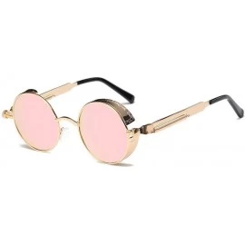 Round Metal Round Steampunk Sunglasses Men Women Fashion Glasses Retro Frame Vintage Sunglasses UV400 (Color 4) - 4 - C5199EK...