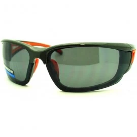 Sport Mens Biker Shatterproof Warp Around Plastic Sports Sunglasses - Grey Black Orange - CN11LZBDXNL $10.12