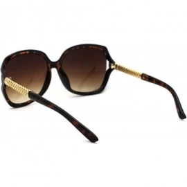 Oversized Womens Butterfly Jewel Hollow Metal Arm Chic Sunglasses - Tortoise Gold Brown - C318W7O636M $9.80