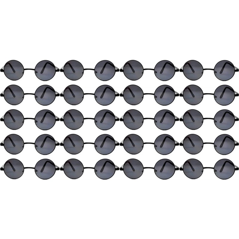 Round 20 Pieces Wholesale Lot Small Round Circle Sunglasses Bulk Party Mix Assotrted - Black_frame_smoke - CF18C4CDA4D $44.36