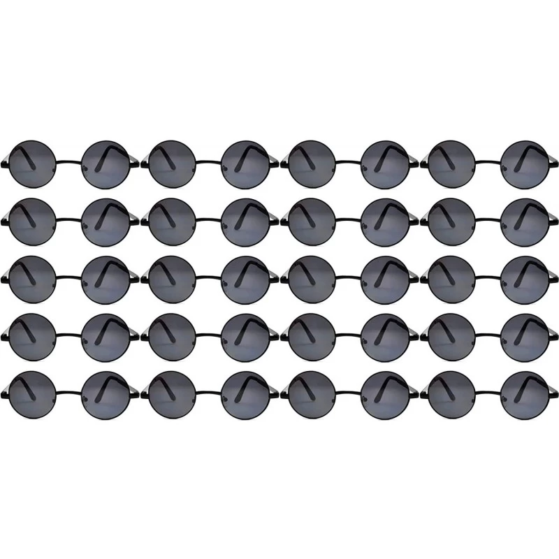 Round 20 Pieces Wholesale Lot Small Round Circle Sunglasses Bulk Party Mix Assotrted - Black_frame_smoke - CF18C4CDA4D $74.61