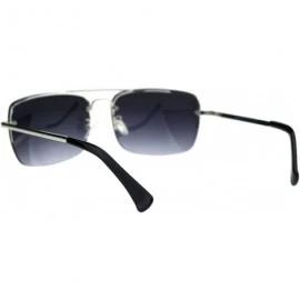 Rectangular Bifocal Reading Sunglasses Mens Half Metal Rim Rectangular Tinted Reader - Silver (Smoke) - CK192Z7IGUI $13.34