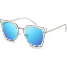 Round Sunglasses for Women - Oversized Round Lenses Women Sunglasses Polarized UV400 Mirror - Ice Blue - CC18CCGZD0H $30.55
