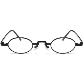Rimless Unisex Vintage Oval Glasses Small Metal Frames Sunglasses UV400 - Black White - CL18N9RHDS9 $10.39