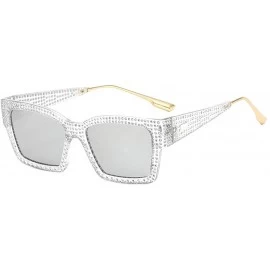 Oversized Designer Sunglasses Vintage Oversized Diamond - Clear&silver - CC18AIS075M $13.48