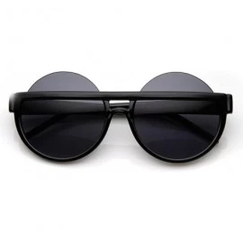 Oversized Big Mod Round Circle Half Frame Oversized Sunglasses (Black) - CX11DHWODI5 $12.05
