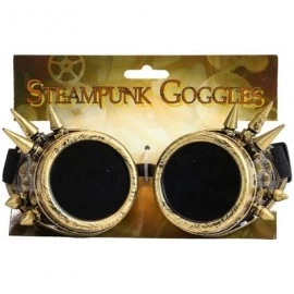 Aviator Spike Goggles Antique Brass Sunglasses Cosplay Aviator Steampunk Gothic Burning Man Silver - CS12M0PSD03 $16.08
