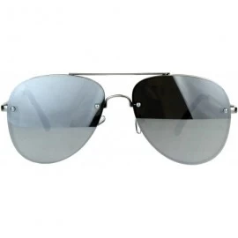 Aviator Rims Behind Lens Aviator Sunglasses Designer Style Metal Frame UV 400 - Silver (Silver Mirror) - CK188T5OD05 $8.40
