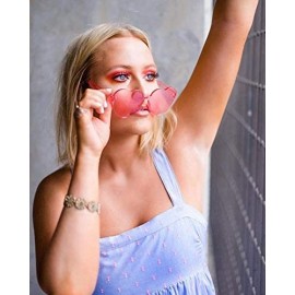 Oversized Heart Transparent Multicolor Party Favors Big Rimless Sunglasses for Women - Brown + Pink - C118O4A28C0 $11.66