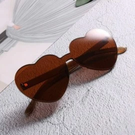 Oversized Heart Transparent Multicolor Party Favors Big Rimless Sunglasses for Women - Brown + Pink - C118O4A28C0 $11.66