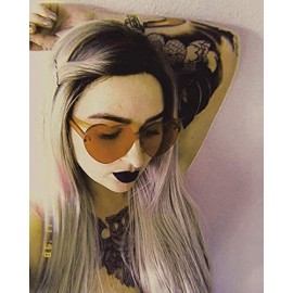 Oversized Heart Transparent Multicolor Party Favors Big Rimless Sunglasses for Women - Brown + Pink - C118O4A28C0 $11.66