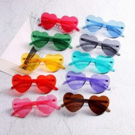 Oversized Heart Transparent Multicolor Party Favors Big Rimless Sunglasses for Women - Brown + Pink - C118O4A28C0 $11.66