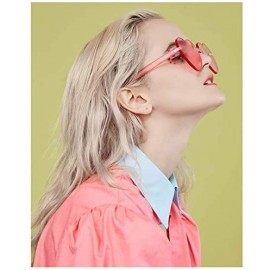 Oversized Heart Transparent Multicolor Party Favors Big Rimless Sunglasses for Women - Brown + Pink - C118O4A28C0 $11.66