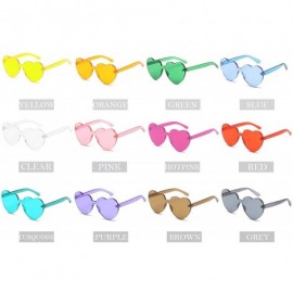 Oversized Heart Transparent Multicolor Party Favors Big Rimless Sunglasses for Women - Brown + Pink - C118O4A28C0 $11.66