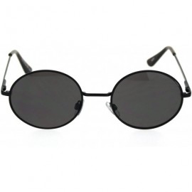 Round Mens Spring Hinge Oval Round Metal Rim Dad Sunglasses - All Black - C018RTGG43L $21.39