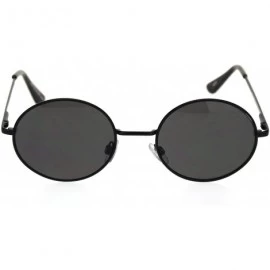 Round Mens Spring Hinge Oval Round Metal Rim Dad Sunglasses - All Black - C018RTGG43L $19.12