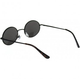 Round Mens Spring Hinge Oval Round Metal Rim Dad Sunglasses - All Black - C018RTGG43L $9.81