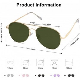 Sport Classic Aviator Mirrored Flat Lens Sunglasses Metal Frame with Spring Hinges SJ1030 - D14 Gold Frame/G15 Lens - C1190TW...