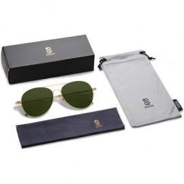 Sport Classic Aviator Mirrored Flat Lens Sunglasses Metal Frame with Spring Hinges SJ1030 - D14 Gold Frame/G15 Lens - C1190TW...