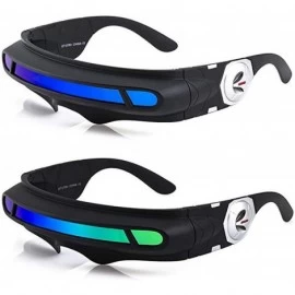 Shield Futuristic Space Alien Costume Party Cyclops Shield Colored Mirror Mono Lens Wrap Sunglasses 147mm - CW18IZ6KA3I $18.32