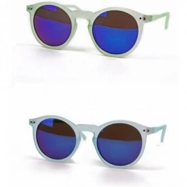 Round Retro Fashion Round Frame Sunglasses P2122 (2 pcs Green-BlueMir & Blue-BlueMir) - CZ11U5YC5Q5 $15.13