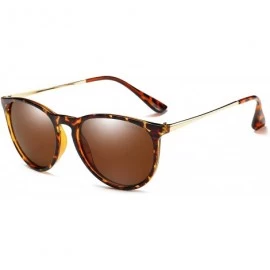 Round Vintage Round Polarized Sunglasses for Women Classic Retro Designer Style 100% UV400 Protection Eyewear - Brown - CY18W...