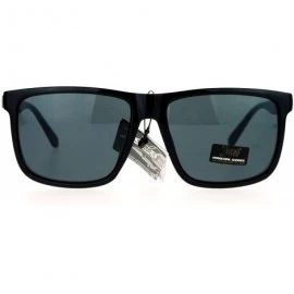 Rectangular Locs Mens Gangster Oversized Rectangular Thin Horned Sunglasses - Shiny Black - C512NH3HSMS $9.91