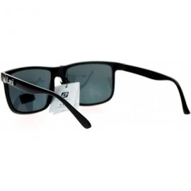 Rectangular Locs Mens Gangster Oversized Rectangular Thin Horned Sunglasses - Shiny Black - C512NH3HSMS $9.91