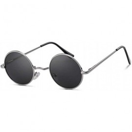 Oval Retro Round Sunglasses for Men Women Vintage UV400 Circle Color Lens Metal Frame Mirrored Sun Glasses - CX18NYXY7G8 $12.29