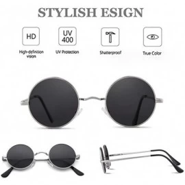 Oval Retro Round Sunglasses for Men Women Vintage UV400 Circle Color Lens Metal Frame Mirrored Sun Glasses - CX18NYXY7G8 $12.29