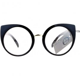 Round Round Circle Lens Cat Eye Clear Lens Eye Glasses - Black - CD12D63NXV7 $19.04