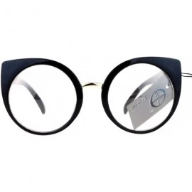 Round Round Circle Lens Cat Eye Clear Lens Eye Glasses - Black - CD12D63NXV7 $9.90