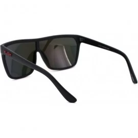 Square Kush Futuristic Shield Oversized Gangster Reflective Color Mirror Sunglasses - Black Red Fuchsia - CQ18UDMS5N7 $11.31