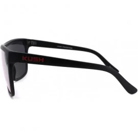 Square Kush Futuristic Shield Oversized Gangster Reflective Color Mirror Sunglasses - Black Red Fuchsia - CQ18UDMS5N7 $11.31