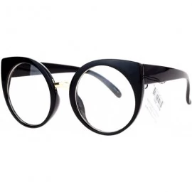 Round Round Circle Lens Cat Eye Clear Lens Eye Glasses - Black - CD12D63NXV7 $19.04