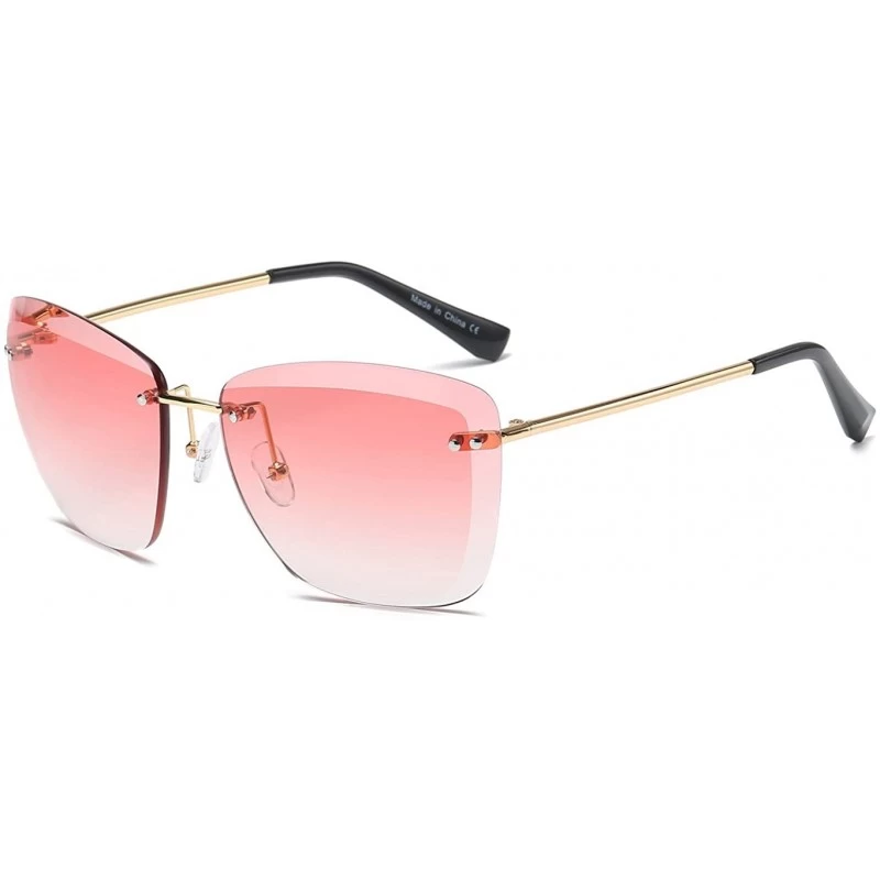 Rimless Fashion Designer Rimless Square Oversize Women Sunglasses - Pink - CR186UW9S65 $10.65