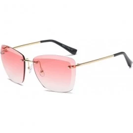 Rimless Fashion Designer Rimless Square Oversize Women Sunglasses - Pink - CR186UW9S65 $10.65