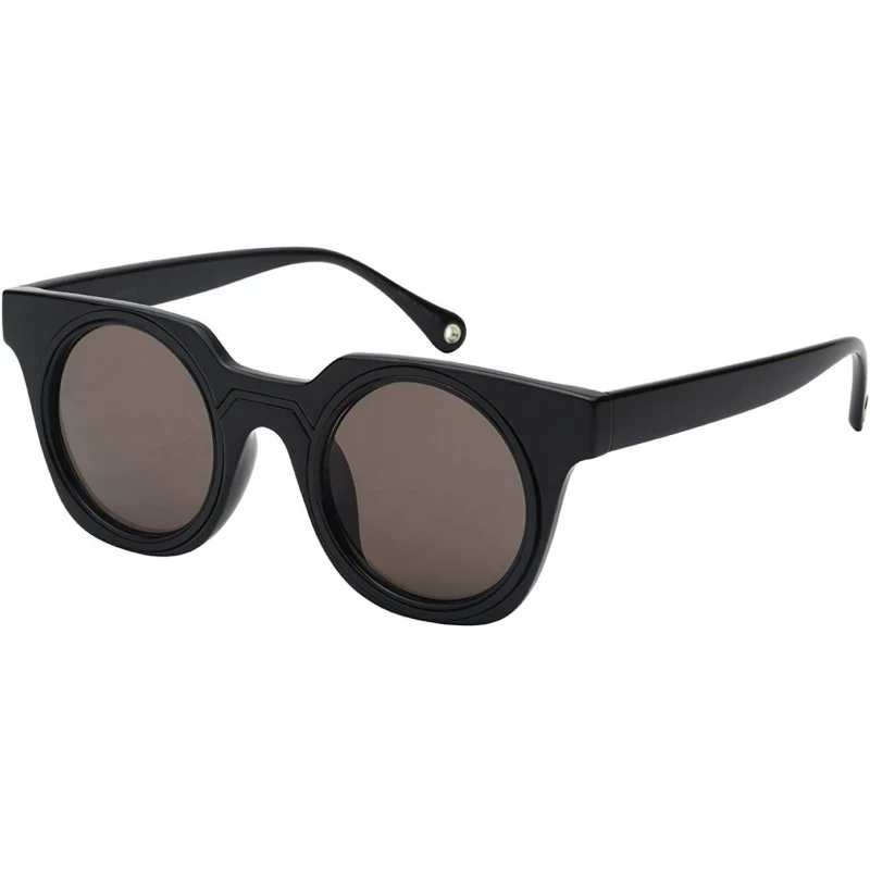Square Bold Square Frame Sunglasses w/Color Mirror Lens 541057-REV - Black - CI12LX2HYK9 $9.03
