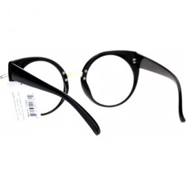 Round Round Circle Lens Cat Eye Clear Lens Eye Glasses - Black - CD12D63NXV7 $19.04