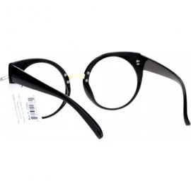 Round Round Circle Lens Cat Eye Clear Lens Eye Glasses - Black - CD12D63NXV7 $9.90