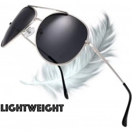 Aviator Classic Metal Frame Polarized Lens Aviator Sunglasses with Gift Box - Av103-silver(spring Hinges) - CR194QSSY55 $14.67