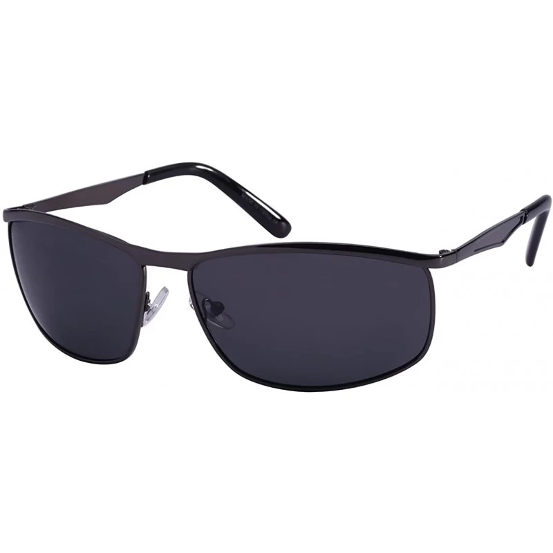 Aviator Men's Square Metal Top Frame Polarized Sunglasses 25076-P - Gunmetal - C1125UOO3CN $14.28