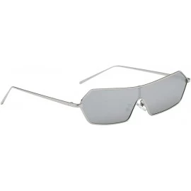 Square Vintage Square Mirrored Sunglasses Metal Glasses Eyewear - Silver - CD18ADKLGN0 $12.40