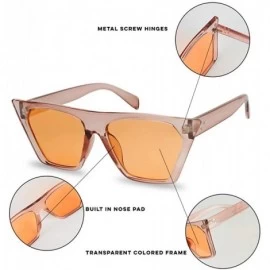 Goggle Super Flat Top Square Pointed Cat Eye Candy Colored Crystal Sunglasses Transparent Frame - Orange Frame - Orange - CZ1...